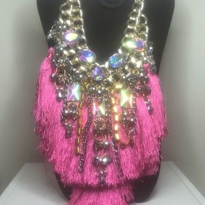 Custom made Gold bedazzled tassel chain